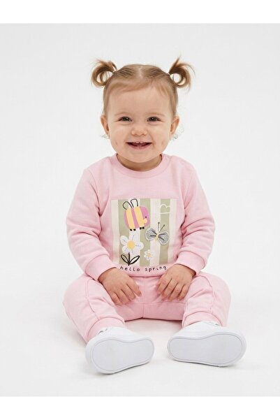 Kids Kingdom Pamuklu Arı Detaylı 2li Kız Bebek Takım Pembe