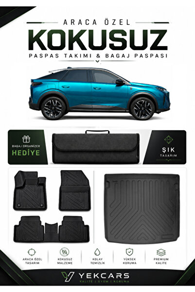 YEKCARS PEUGEOT 3008 HYBRİD 2025 MODEL ARACINIZA ÖZEL 4D KARBONLU KAUÇUK PASP...