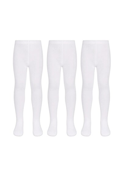 Generic Brand Girls' White 40 Denier Cotton Opaque Pantyhose for School Balle...