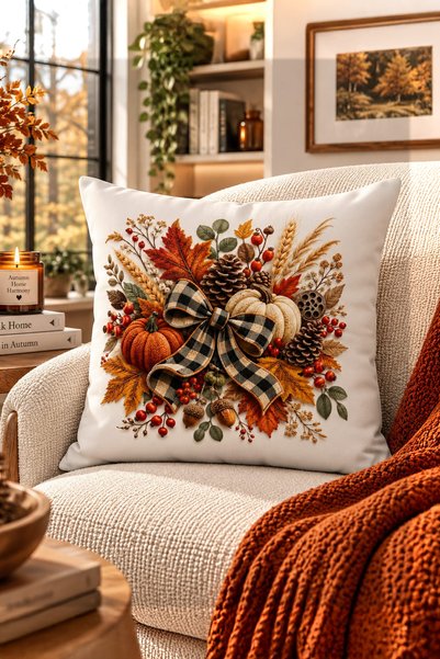 Bertille Home Autumn Series Double-Sided Digital Printed Throw Pillow Cover (...
