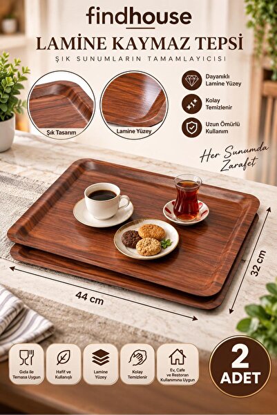 Bulika Lamine Kaymaz Taban Servis Tepsisi 2 ADET 32x44 Ev , İş Yeri , Cafe , ...