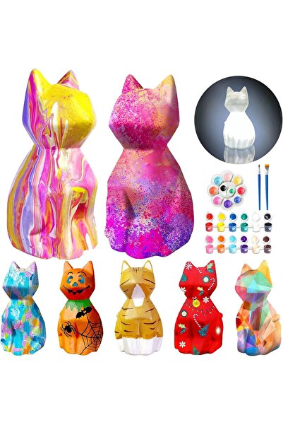 Arabest Paint Your Own Cat Lamp Kit,DIY Arts and Crafts Night Light Painting ...