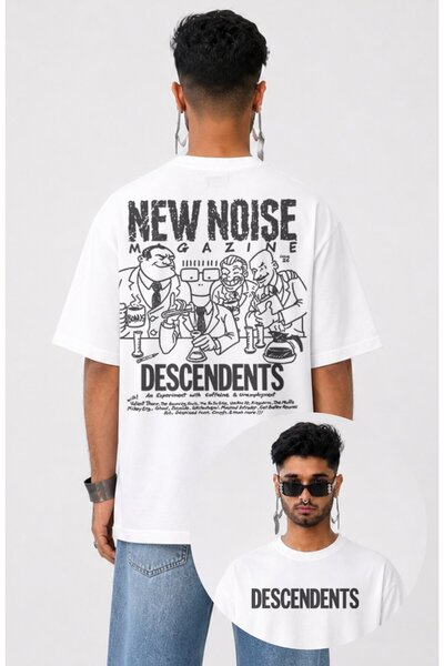 Fuddy Moda Unisex Descendents New Noise Magazine Back Print T-Shirt, Oversize...