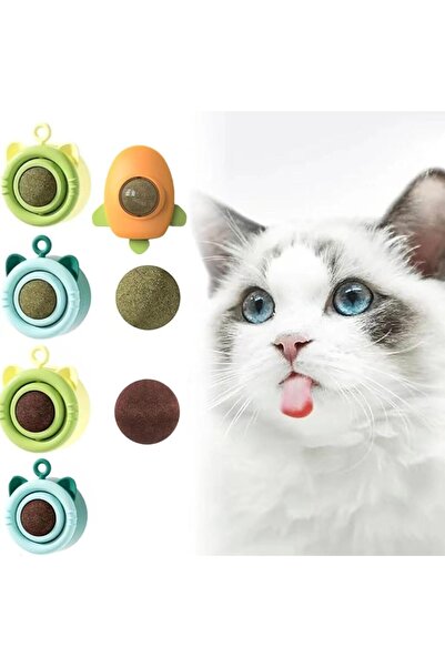 Arabest Interactive Rotating Catnip Balls with Storage Lid,Wall-Mounted Teeth...