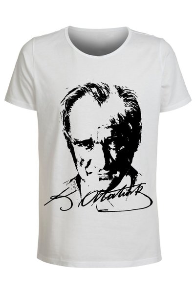 NACAR STYLİSH Unisex Beyaz Mustafa Kemal Atatürk Baskılı T-shirt M -l-xl Mevcut