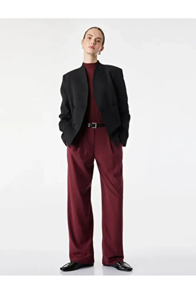 Koton Belted, Side Pockets, Loose Fit, Wide Leg Fabric Trousers