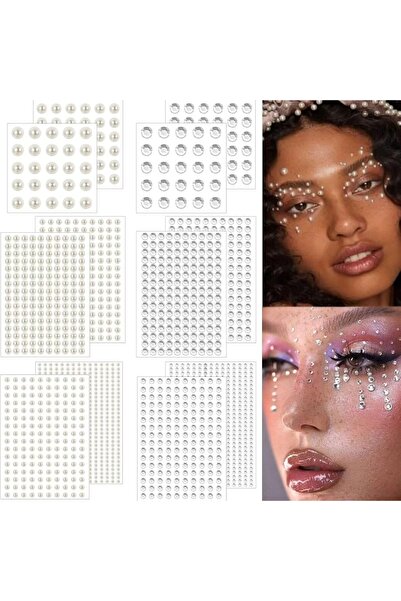 Arabest Pearl Rhinestone Stickers,Self Adhesive Face and Nail Gems,Crystal Di...