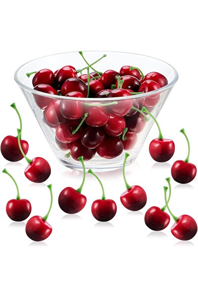 Arabest 50 قطعة من الكرز الاصطناعي، فواكه وهمية واقعية للديكور مع سيقان، كرز ...