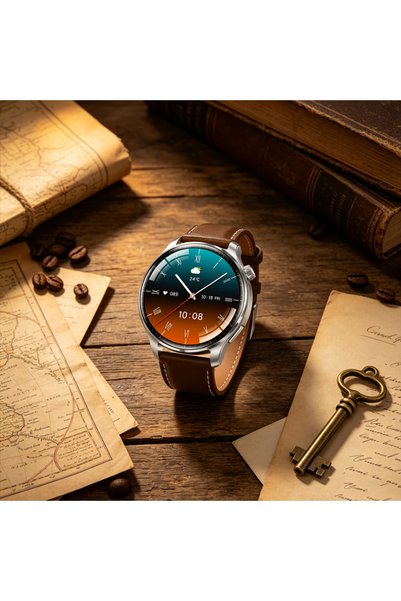 RollsTimi Men's light luxury business round smart watch leather strap health monitoring sports watch
