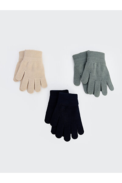 LC Waikiki Özmarka New Season Green Boys' Knitwear Gloves 3-Piece
