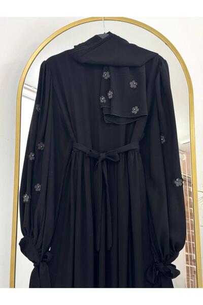 Tebrikler tekstil kadın çiçekli tesettürlü ferace + şal G5973