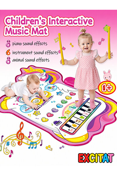 Excitat Covoras muzical 3 in 1 interactiv copii, Excitat®, pian, tobe si sune...