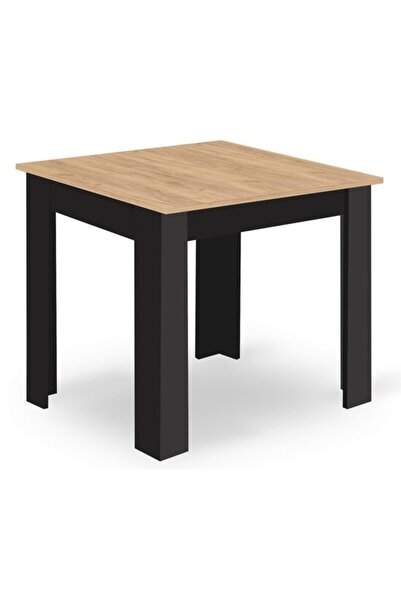 Solplant Masa pentru sufragerie/living, , lemn, negru si stejar Artisan, 80x8...
