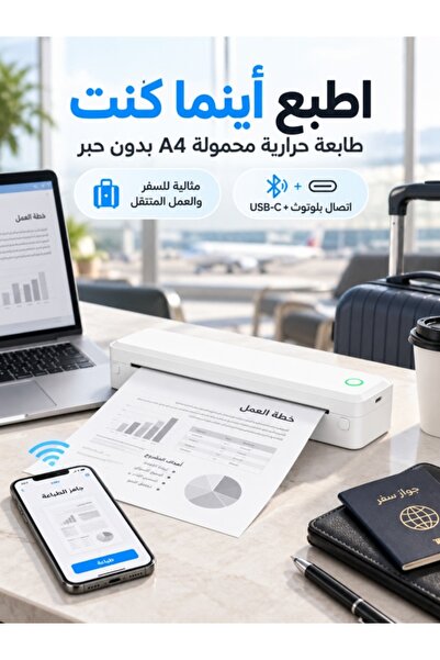 Kijarda Portable A4 Thermal Printer, 203 DPI Inkless Wireless Bluetooth USB-C...