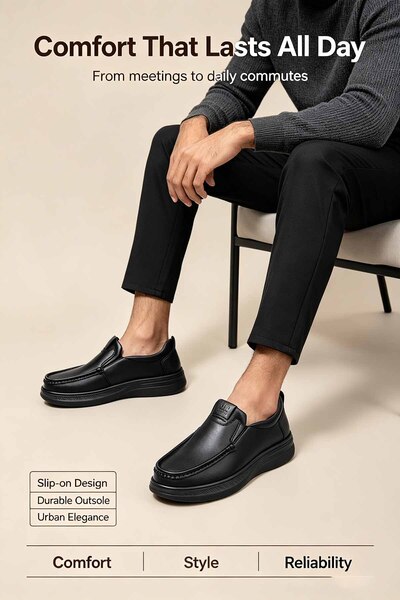 Glory One Mart Versatile Commuter Footwear with Anti-Slip Pattern & Polish Look