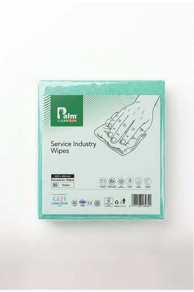 CLEAN-TECH Palm Clean Tech Premium Service Industry Wipes | 30 Pcs Pack | Nonwoven Cleaning Wipes | 42 × 40 cm | Food Contact Safe | High Absorbency | High Strength