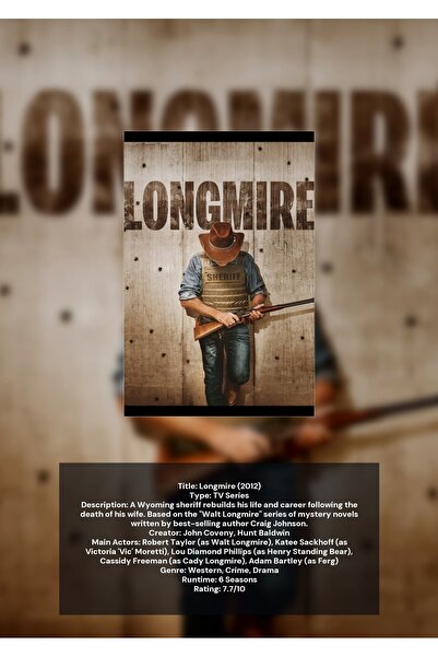 OEM Αφίσα Ινφογραφικό Longmire, Τηλεοπτική Σειρά Γουέστερν, Χαρτόνι 250γρ., Α4