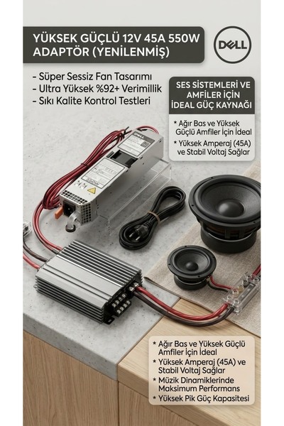 erşahaydınlatma 12 Volt 45 amper 550 watt adaptör güç kaynağı