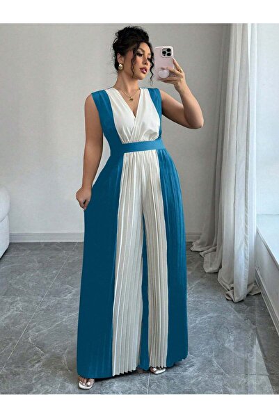 Sheya Μακριά ολόσωμη φόρμα, μπλε - 4XL