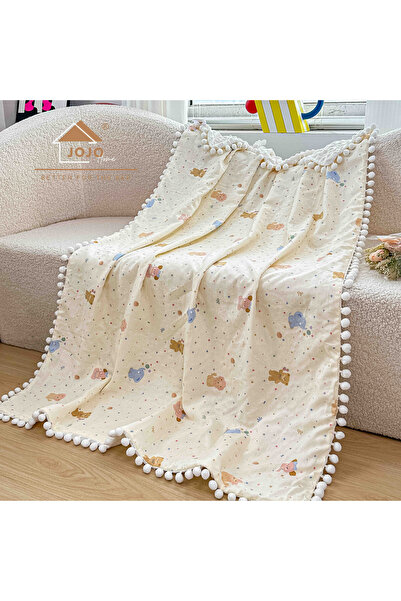 JOJO HOME Κουβέρτα για παιδιά και βρέφη με φούντες, 100% Βαμβάκι, σε συσκευασ...