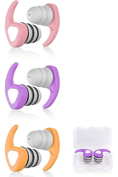 AZONEE 3 Pairs of Swimming Earplugs for Kids, Reusable Silicone Earplug for S...