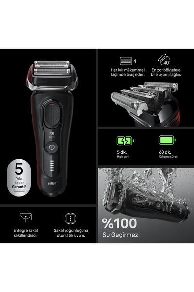 Braun Series 9 Sport Elektrikli Tıraş Makinesi, Islak ve Kuru, 60 dakikaya kadar, 9110s