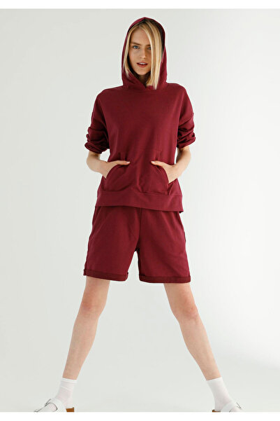 Siyah İnci Σετ Φόρμας Oversized με Τοπ και Σορτς Marleen Bordeaux - Μπορντό