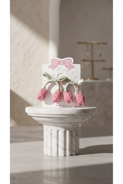 Kidyco.Store 🌷   Girl's Floral Figured Plaid Hair Clip Set – 2-Piece