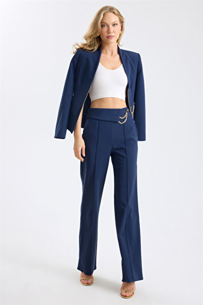 HomeStore Wide Leg Technical Trousers with Buckle Detail
