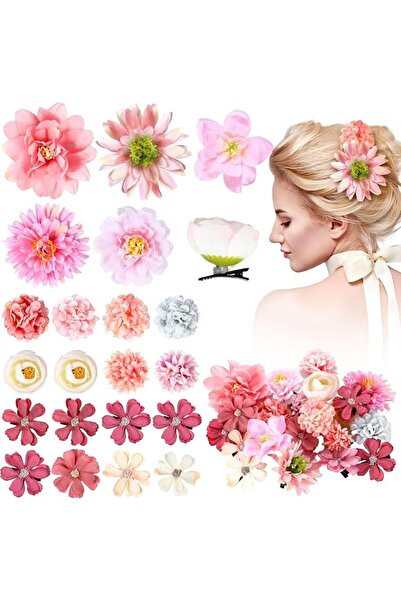 EXCEFORE 21 Pcs Multicolor Flower Hair Clips Set for Women – Boho Style Rose ...