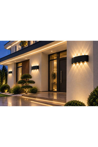 luminisled Aplică Led exterior -Light Wave negru 8w ,iluminare 80w