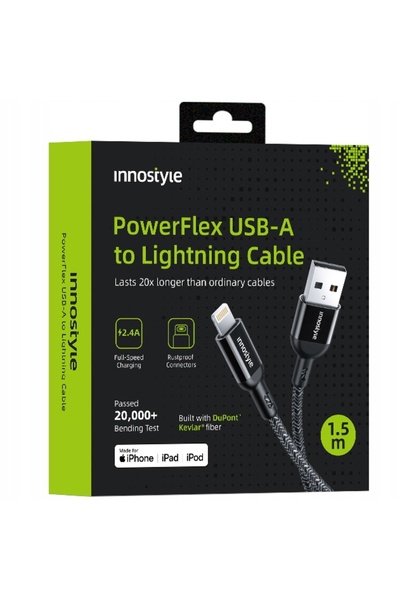 Innostyle Cablu USB Lightning MFi de încărcare rapidă pentru iPhone Kevlar 2M