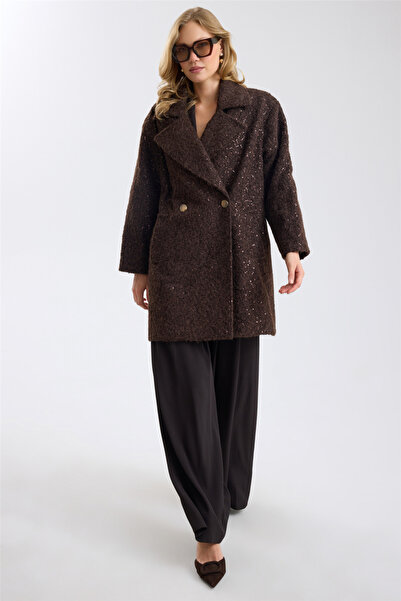 HomeStore Sequined Bukle Double-Breasted Coat