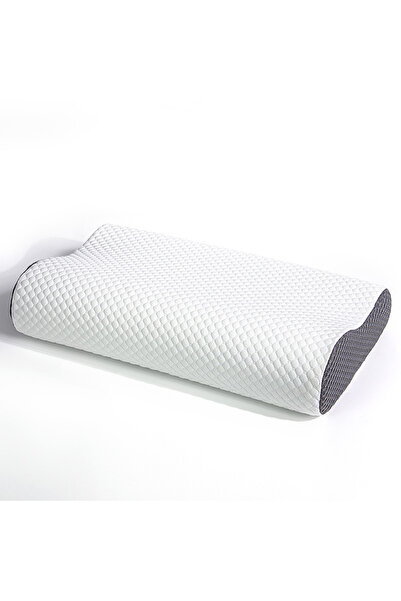 Generic Brand Pernă din spumă cu memorie, ergonomică, suport cervical, alb/gri