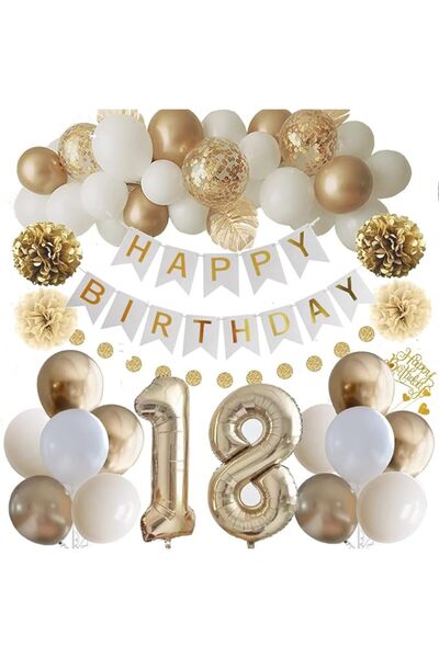 Finypa 18th Birthday Decoration, Gold Birthday Party Decorations,Birthday Dec...