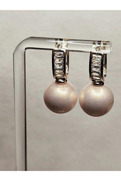 Peach Jewelry Σκουλαρίκια Κρεμαστά Με Πέρλα Και Κρυσταλλάκια Ασήμι 925 Ρόδιο ...