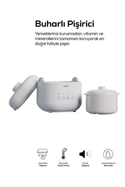 Xenon Smart Buharlı Pişirici | Elektrikli, 1 L Seramik Hazne, Yumurta Haşlama, Otomatik Sıcak Tutma (X1124)