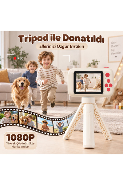 Bix Kids X101 Full HD 1080P 2.4” Ekranlı Dönebilen Flip Başlıklı Çocuk Kamerası Fotoğraf ve Video Çekimli, Selfie Destekli