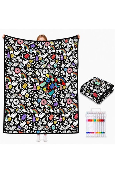 Generic Brand DIY colorful Blanket set, 12 markers, 150x125 cm, washable, for...