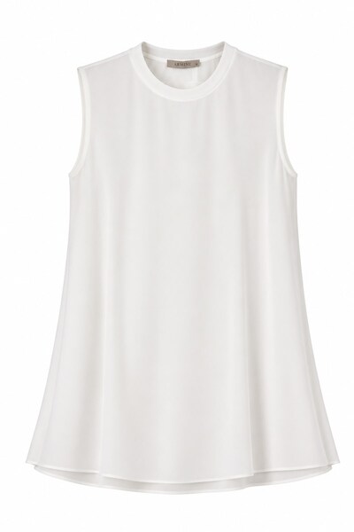 Armine Chiffon Detailed Zero Sleeve Tunic Ecru