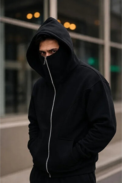 Kokosh moda سويت شيرت رجالي ماسكلي نينجا موديل بقلنسوة مزدوجة و3 خيوط وسحاب -...