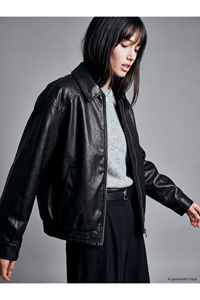 LC Waikiki Shining Choices from Shining Store: Women's Leather-Look Jacket wi...