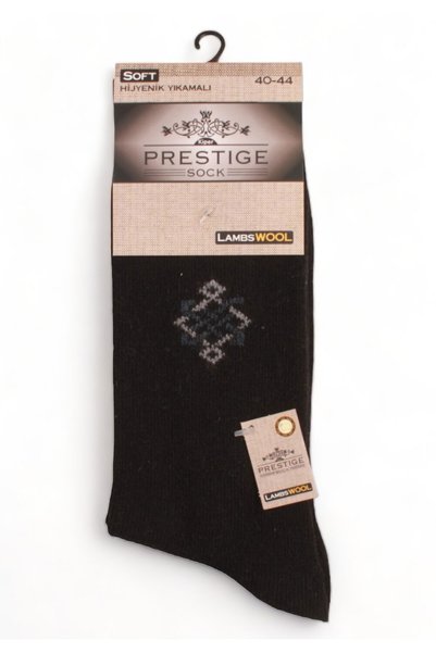 Prestige Κάλτσα ανδρική θερμική Lambs Wool Rombus - Μαύρο