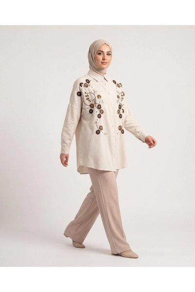 BURRASCA Embroidered Oversized Linen Shirt