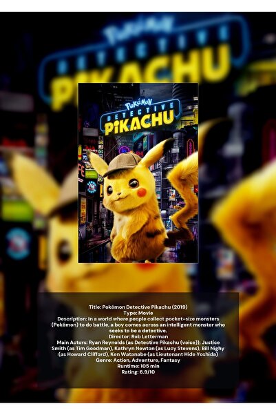 OEM Poster Infografic Detective Pikachu, Film Animatie, Carton 250g, A4