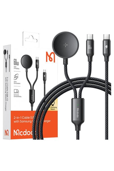 Mcdodo Încărcător wireless pentru Samsung Galaxy Watch, cablu USB-C 2 în 1 pe...