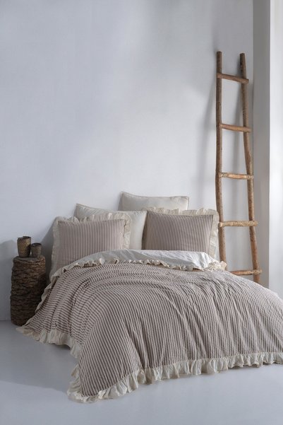 Macas Home Soil 100% Cotton Yarn Dyed Washable King Size Duvet Cover Set 240*220