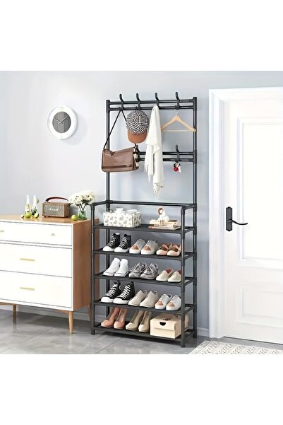 Sumkyle Versatile Shoe Coat Metal Rack,Detachable Hooks, Multi-Layer, Free-St...
