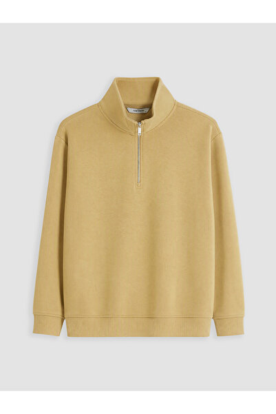 LC Waikiki Vizyon New Season Yellow Stand Collar Men's Thick Sweatshirt