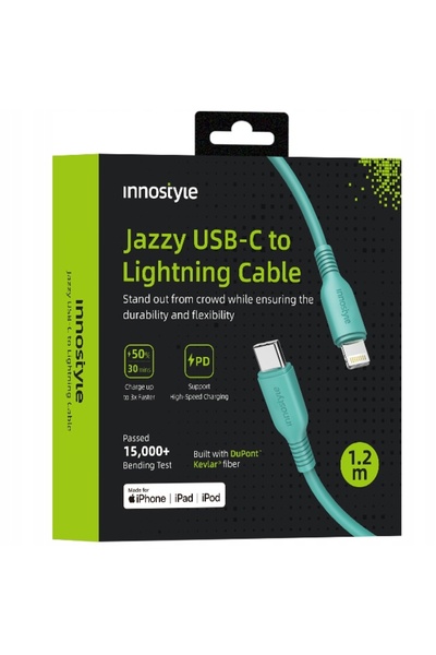 Innostyle Cablu de încărcare rapidă USB-C Lightning MFi pentru iPhone Kevlar 1M